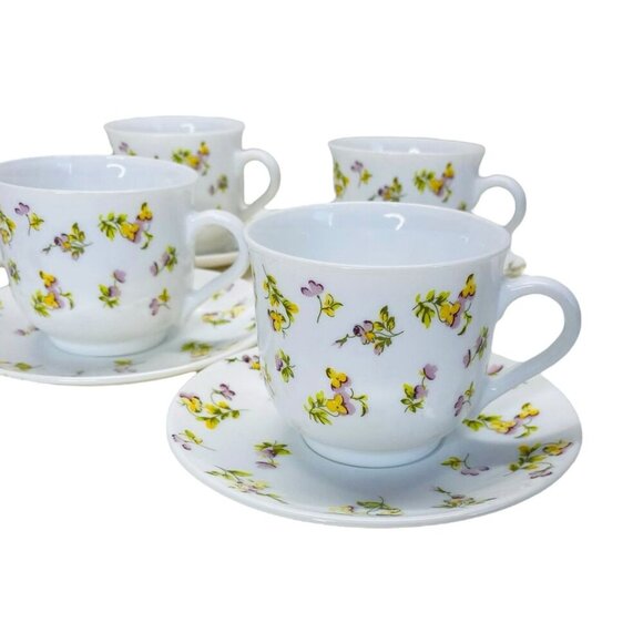 Martha Stewart Everyday Floral Pansies Cup & Saucer 12PC Set Garden Tea Party - Picture 3 of 7